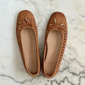 Women's Tan Woven Ballet Flats 8